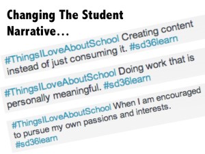 Imagine if we changed what we did in schools and that changed the student narrative. Instead of THINGS I HATE ABOUT SCHOOL trending, students would tweet that they LOVE to create, do work that matters, and follow their passions. Imagine! 